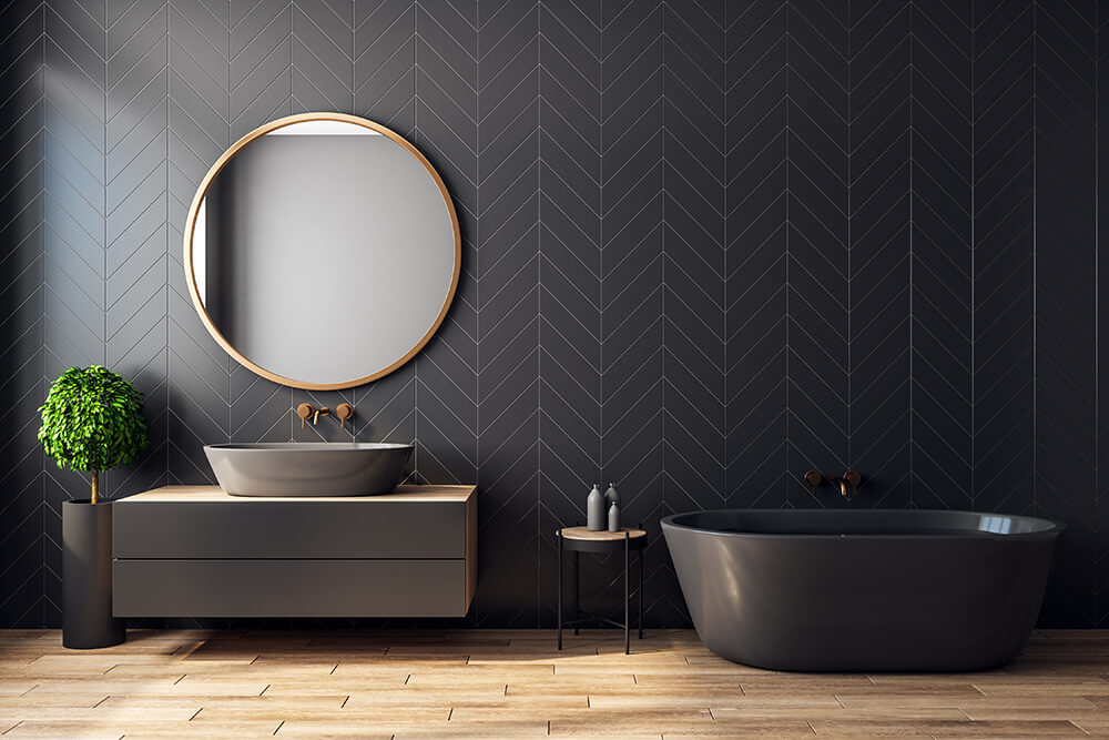 Diagonal Pattern Tiles Bathroom