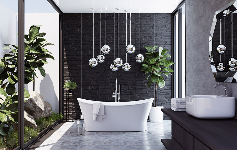 Black and gray bathroom