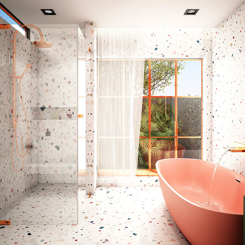 Pastel Terrazzo Tiles Bathroom