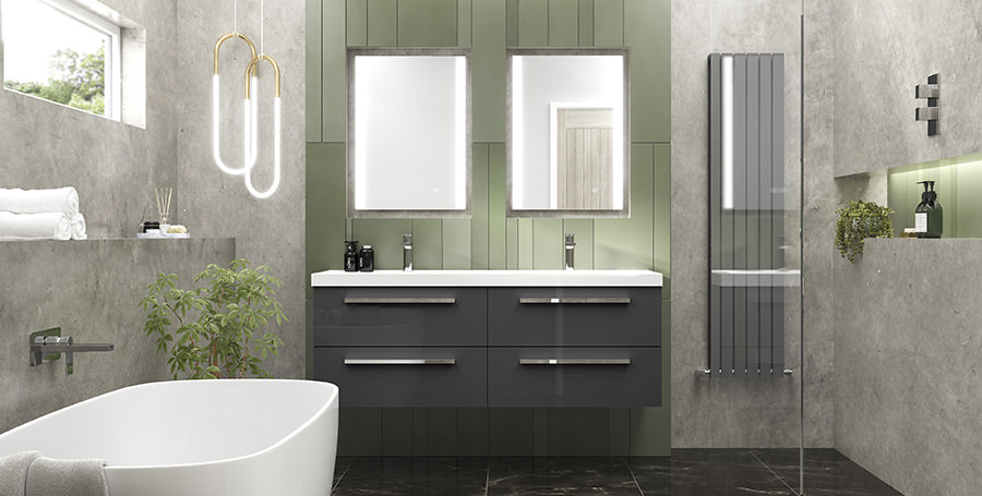 Grey and Green Bathroom