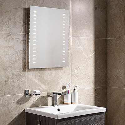 Sensio Bathroom Lights Mirrors Qs, Bathroom Mirror Cabinet With Lights Battery Operated