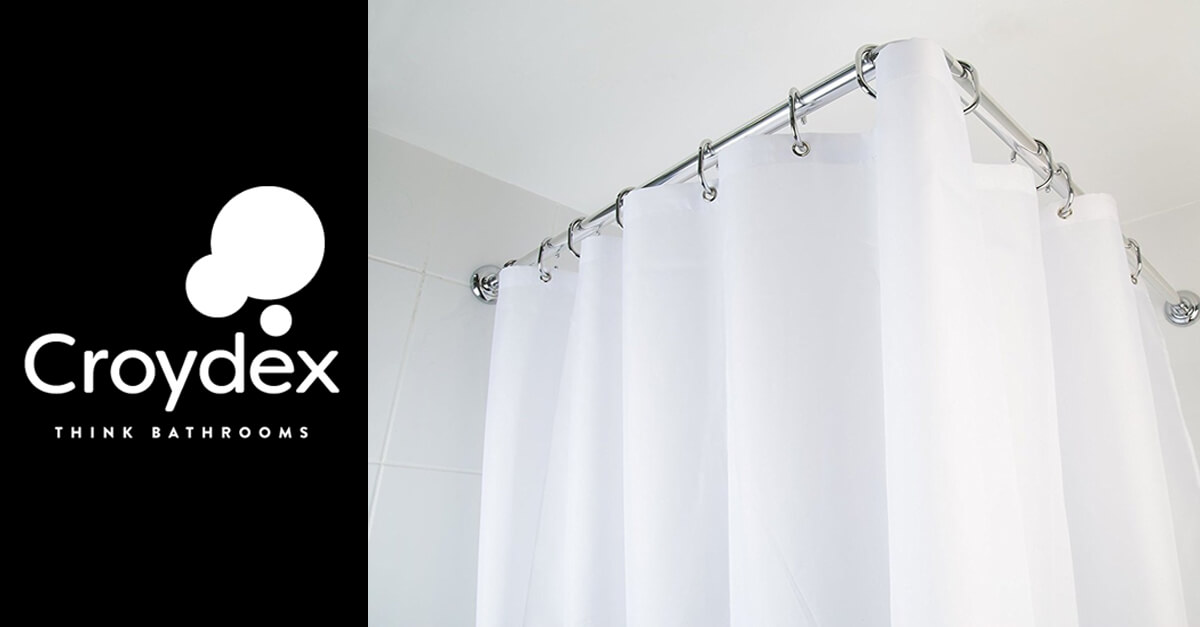 Croydex Professional Profile 800 Straight Shower Rail with Hooks and Gliders Chrome 183 cm 