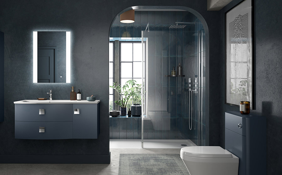 Grey Bathroom with Walk in Shower Enclosure