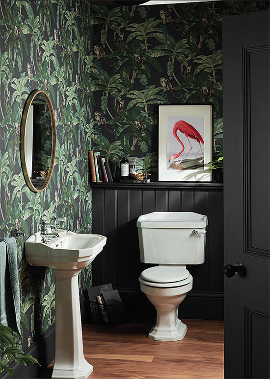 Graham & Brown Grey Slate Bathroom Wallpaper | Victorian Plumbing