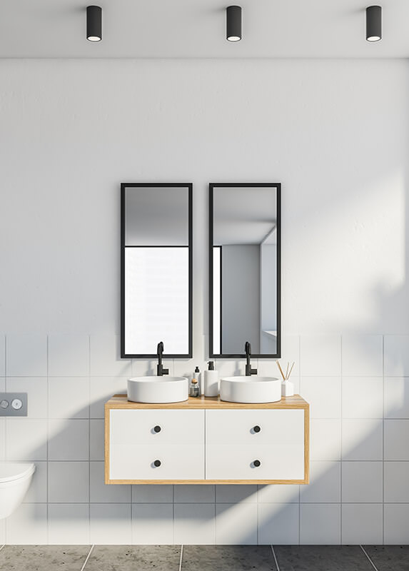 Jack and Jill bathroom mirrors