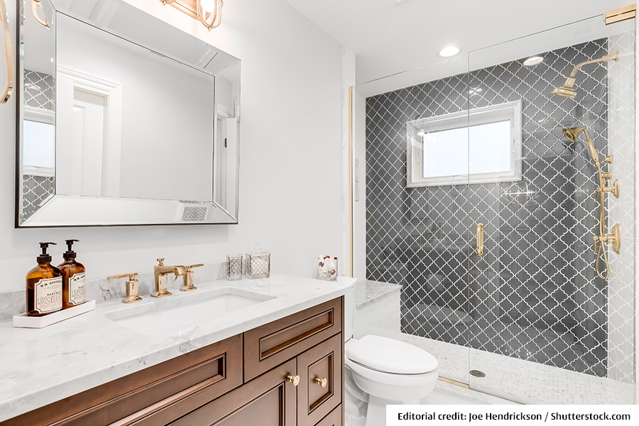 Grey & Gold Bathroom Decor