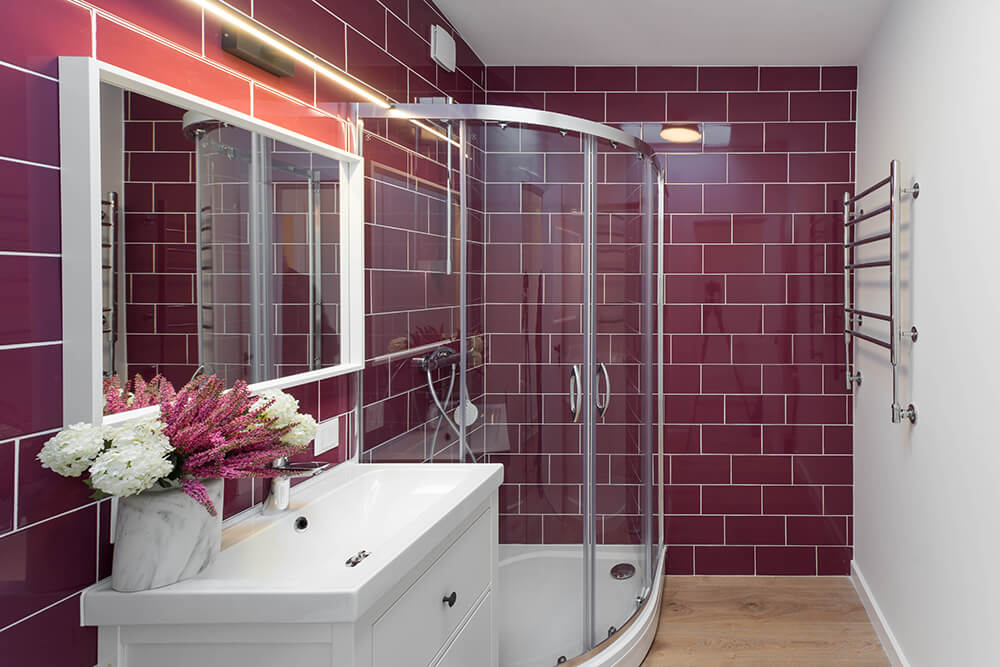 Colored & Plain Tiles Bathroom