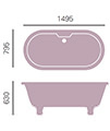 Heritage Baby Oban 1495 x 795mm Freestanding Double Ended Bath With Feet