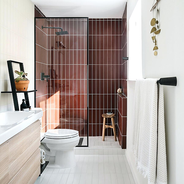 Colored & Plain Tiles Bathroom