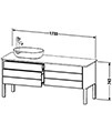 Duravit Luv 1783 x 570mm 1 Cut-Out 2 Compartment And 2 Drawer Vanity Unit