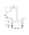 Artisan Mayfair Chrome Bridge Tap - Lever Handles | Sinks.co.uk