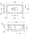 Duravit Xviu Acrylic Freestanding Bathtub With Two Backrest Slopes