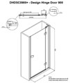 Crosswater Design 8 1950mm High Hinged Shower Door With Inline Panel