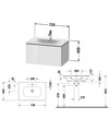 Duravit L-Cube Wall Mounted 1 Drawer Vanity Unit For Viu Basin