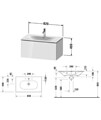 Duravit L-Cube Wall Mounted 1 Drawer Vanity Unit For Viu Basin