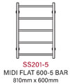 SBH Midi Flat Electric 5-Bar Towel Radiator 600mm x 810mm