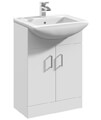 Nuie Mayford Two Door Floor Standing Gloss White Vanity And Basin small Image 4
