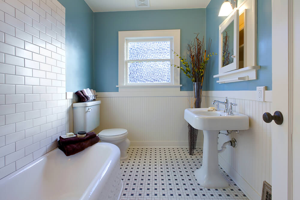 Ink Blue Tiled Bathroom