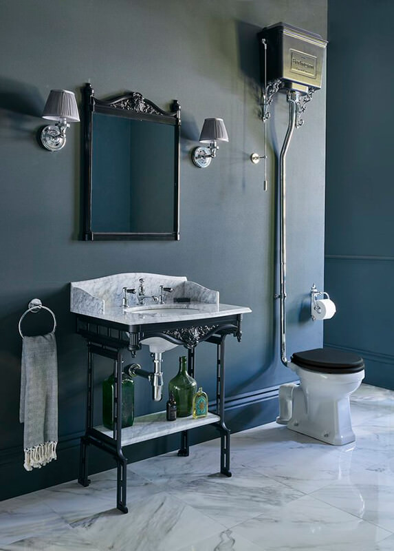 Bath Ideas Blue Wall Brown Vanity dallas 2022