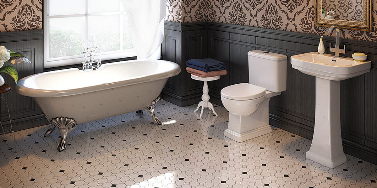 Traditional Style Bathroom suite With High Level Cistern