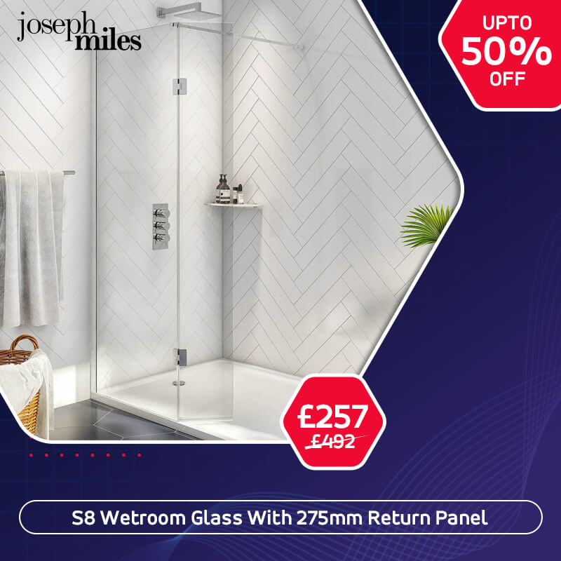 Joseph Miles 2000mm Height S8 Wetroom With 275mm Return Panel