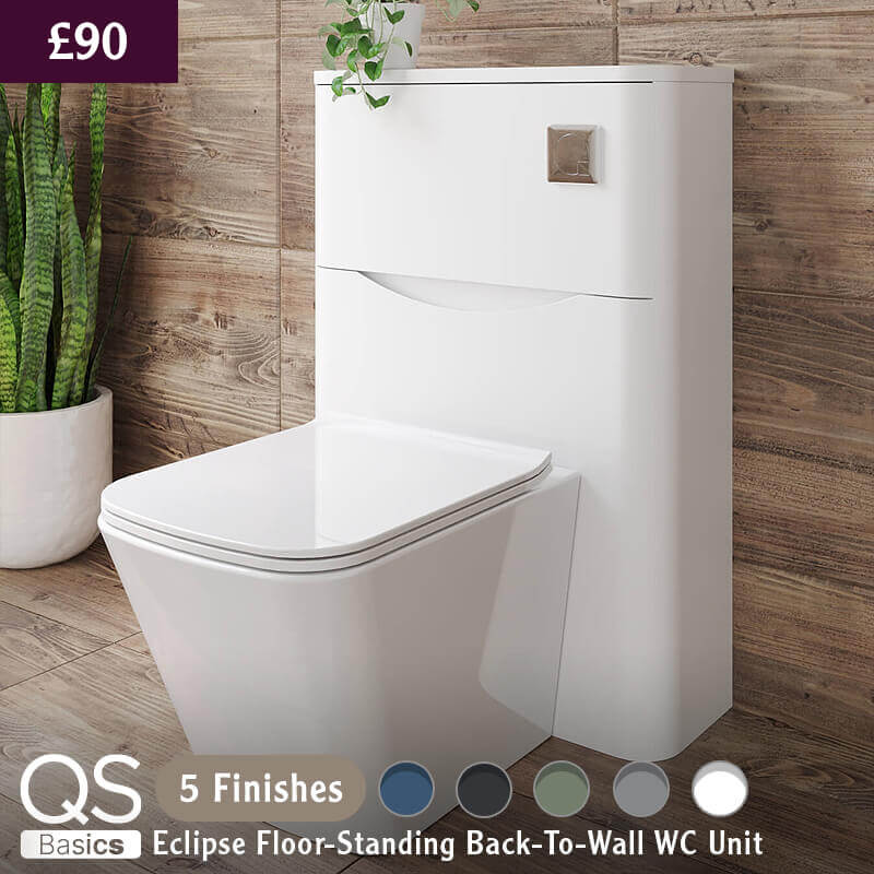 QS Basics Eclipse 550 x 205mm Floor-Standing Back-To-Wall WC Unit