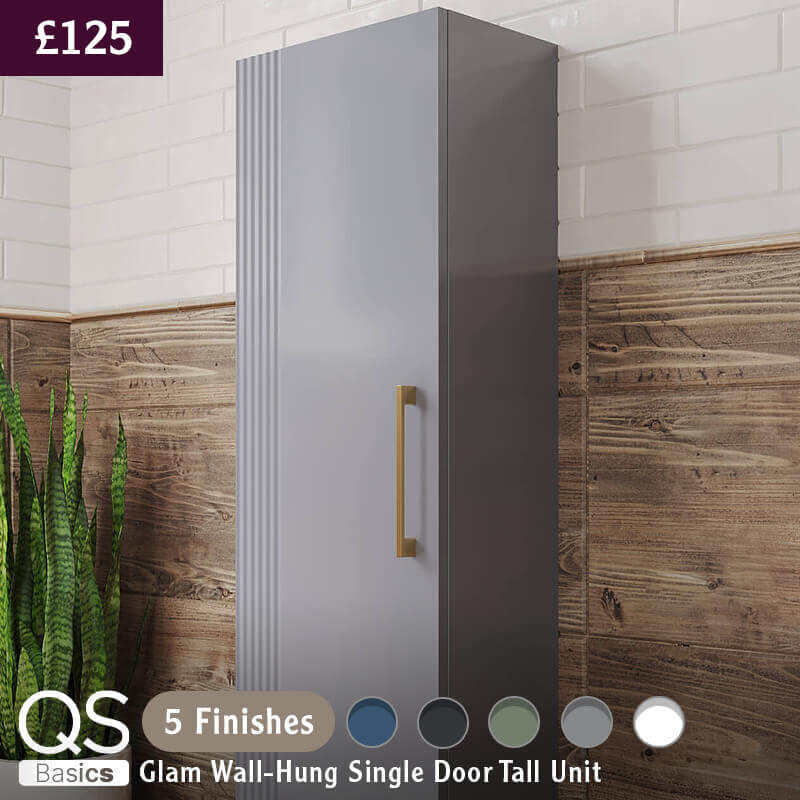 QS Basics Glam 400 x 1200mm Wall-Hung Single Door Tall Unit