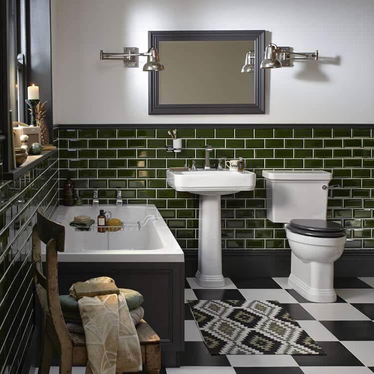 Green Mosaic Tiled Bathroom