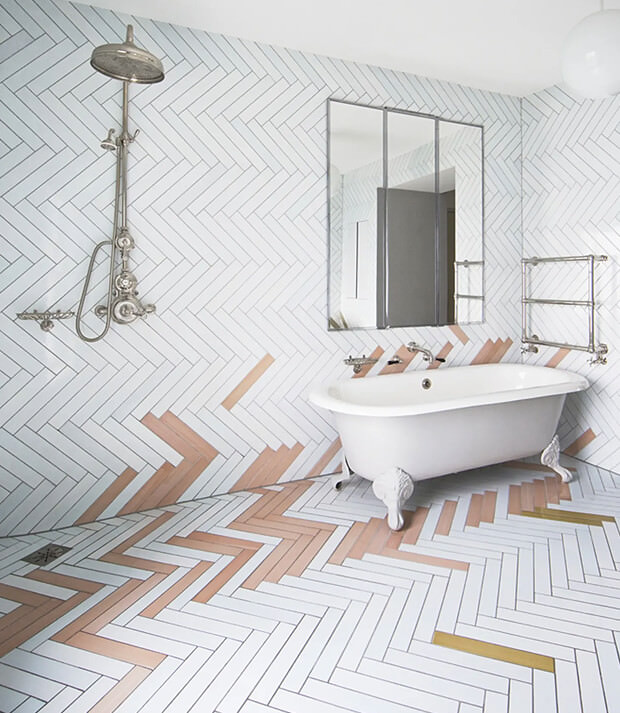 Grey Wall & Floor Bathroom Tile with Rogue Colour Tiles