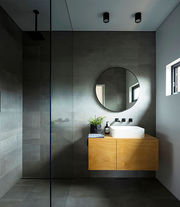 Grey Bathroom with Walk in Shower Enclosure