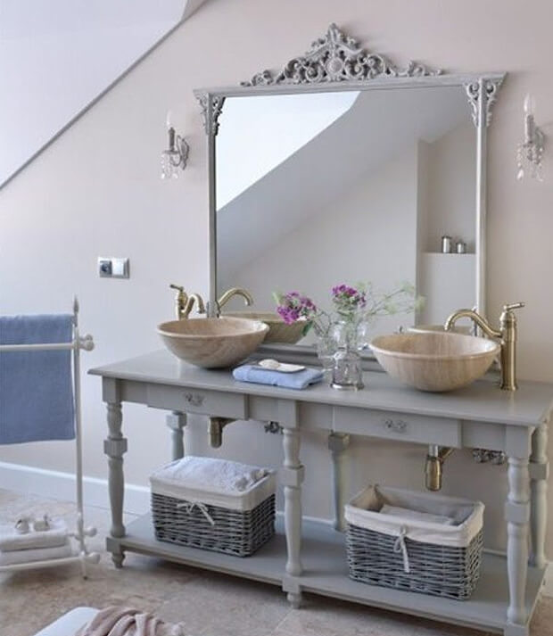 Grey Bathroom Vanity & Mirror