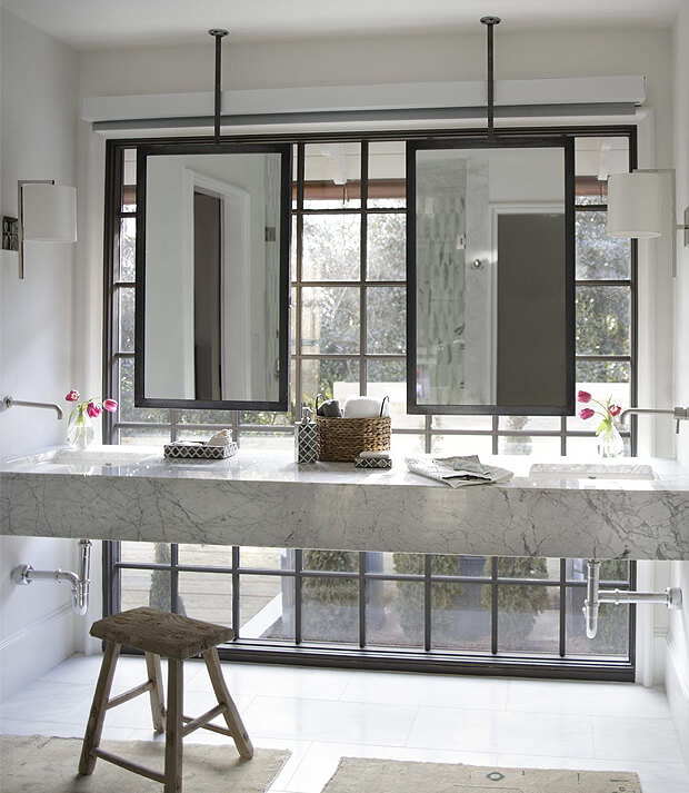 Grey Bathroom Mirror Frame and Worktop