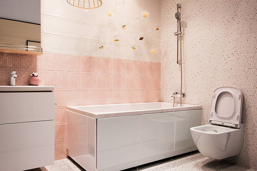 Pink Subway Bathroom Tile