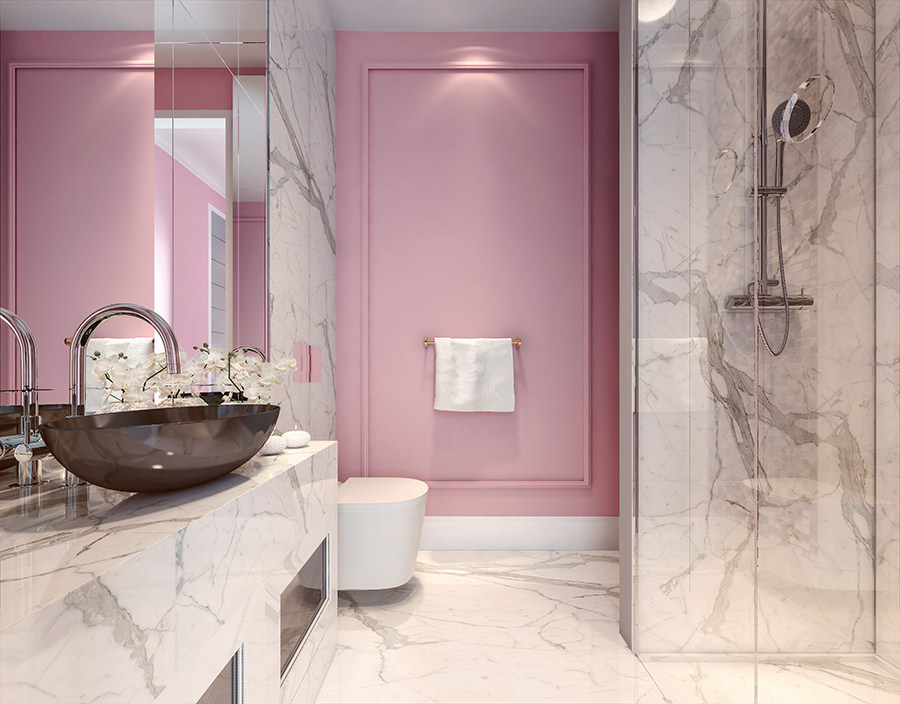 Pink Subway Bathroom Tile Example
