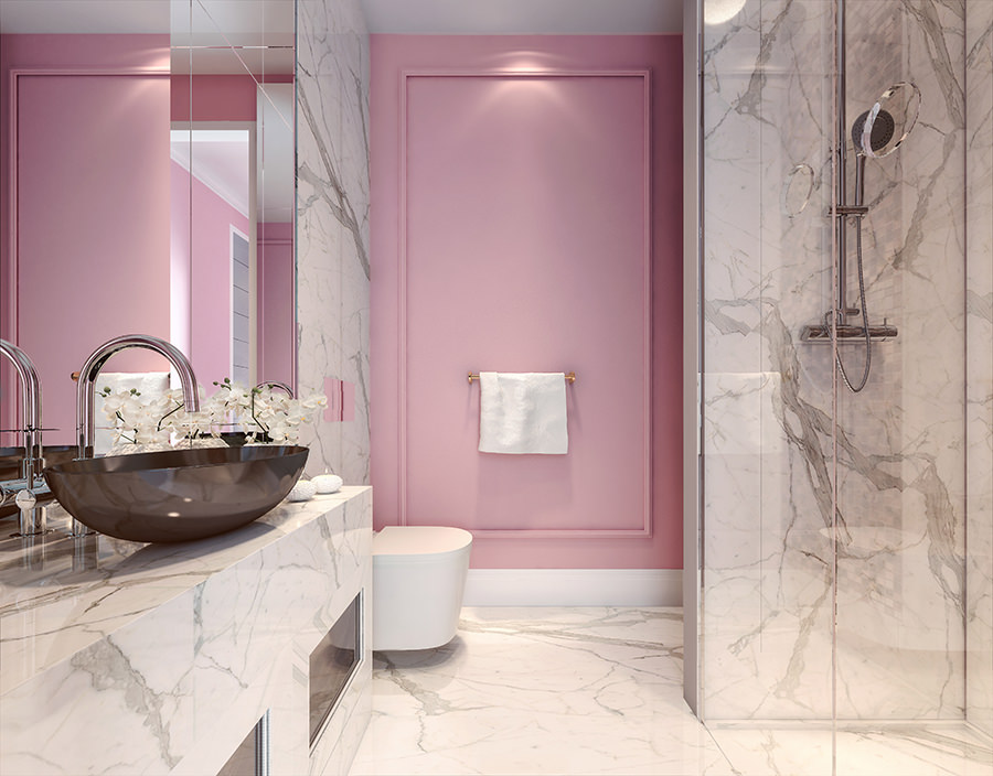 Pink and grey deals bathroom