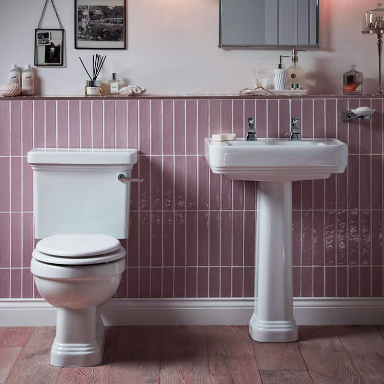 Light Pink Vanity Unit with Pink Bathroom Decor