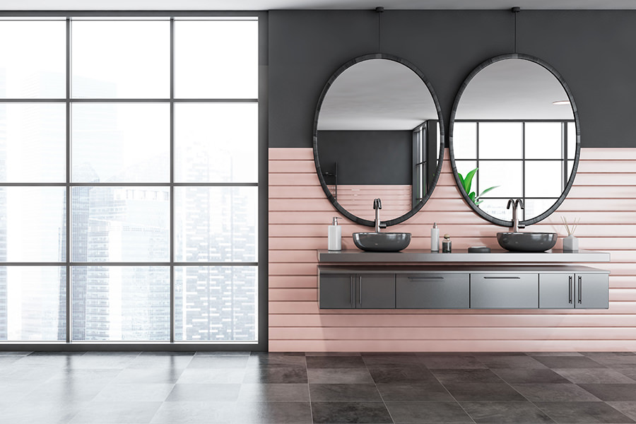 Pink Chequered Bathroom Tile